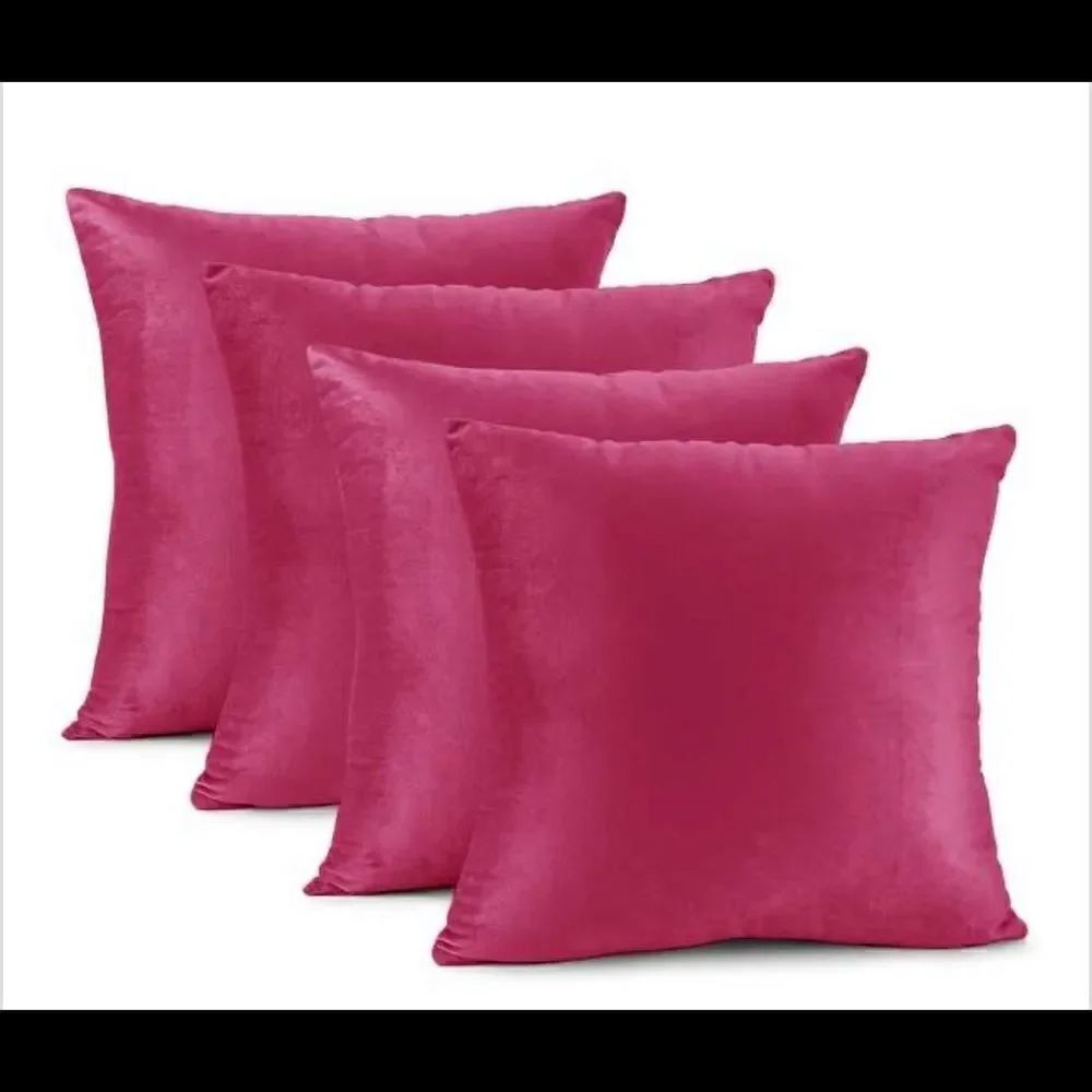 Nestl Solid Microfiber Soft Velvet Throw Pillow Cover-Set of 4-16 x 16 hot pink